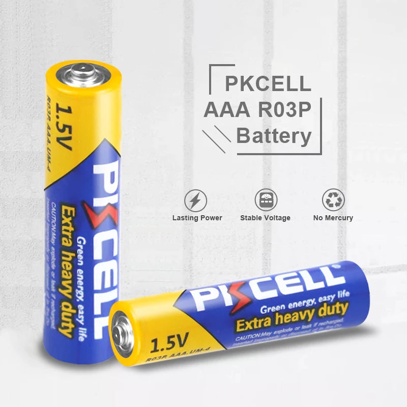 20PCS PKCELL 1.5v AAA battery 3A R03P UM4 Zinc Carbon Supper Heavy Duty Dry And Primary Battery equel to UM4 MN2400 LR03