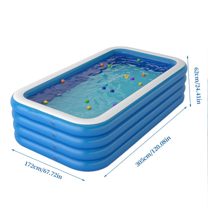 Large Household Swimming Pool Blue And White 120*67*24in Four-ring Heightened Thickened Square Family Inflatable Swimming Pool