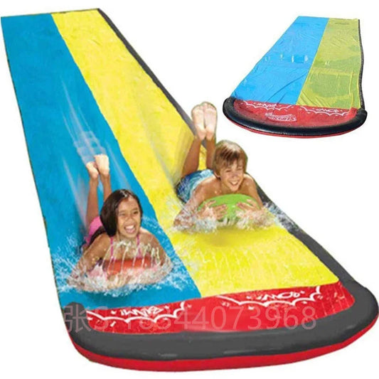 Inflatable Lawn Water Slide Summer Slip Waterslide Water Splash Play Toys with Build in Sprinkler Backyard Outdoor Fun for Kids