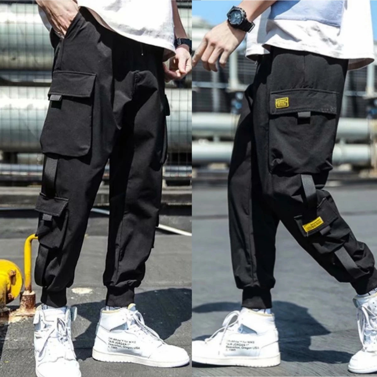 New Workwear Pants Men'S Cargo Pants Casual Hip Hop Hit Color Multiple Pockets Trousers Streetwear Sportswear Sweatpants