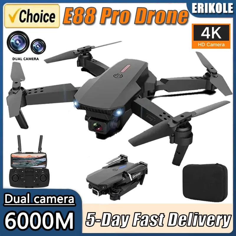 New E88Pro RC Drone 4K Professinal With 1080P Wide Angle Dual HD Camera Foldable RC Helicopter WIFI FPV Height Hold Apron Sell