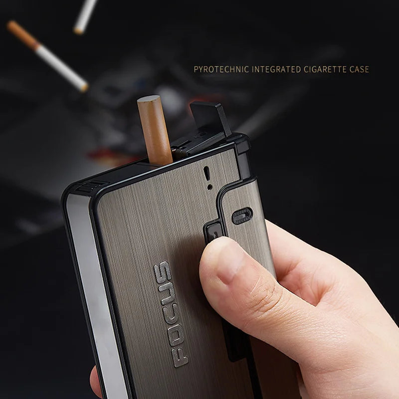 Portable Automatic Cigarette Case Metal Cigarette Holder Box for 10pcs King Size Cigarette Lighter Not Included Gift for Men Dad