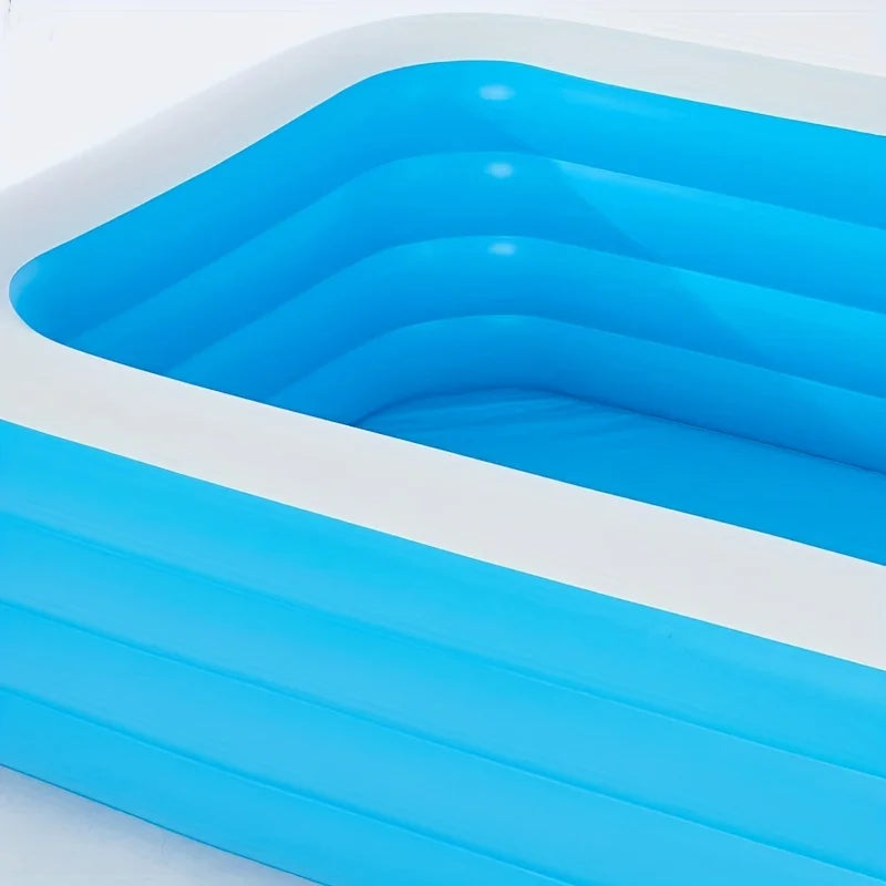 Large Household Swimming Pool Blue And White 120*67*24in Four-ring Heightened Thickened Square Family Inflatable Swimming Pool